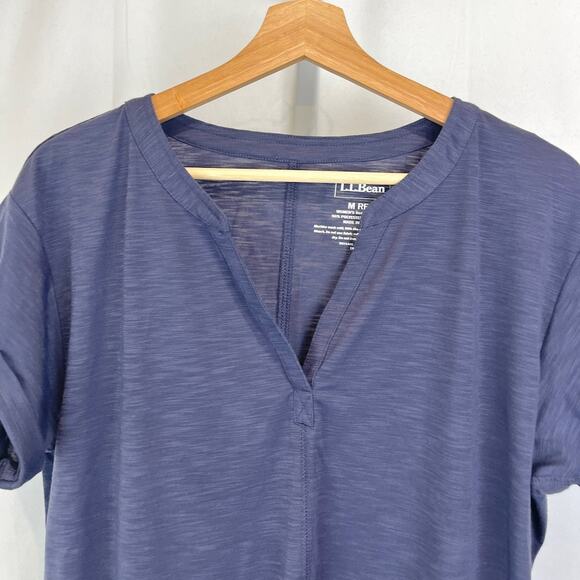 L.L. BEAN Streamside Tee Short Sleeve V Neck Top Slub Knit Blue Gray Size M - Picture 4 of 8